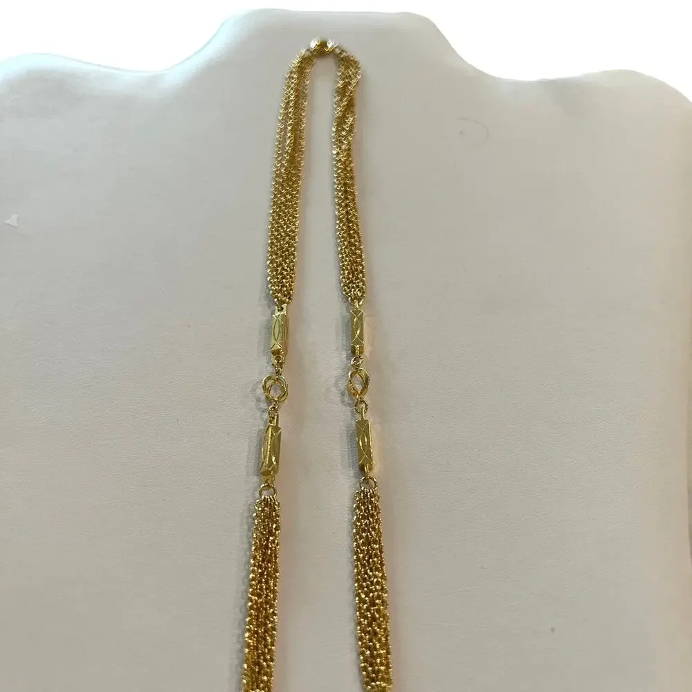 Vintage Gold Tone Delicate Multistrand Chain Necklace 24 Inch